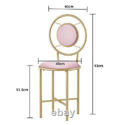 1/2x Pink Velvet Vanity Stool Dressing Table Chair Bedroom Soft Padded Gold Legs