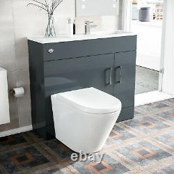 1000mm Dark Grey Vanity Cabinet Basin Unit and Back To Wall Toilet James