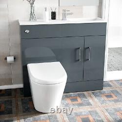 1000mm Dark Grey Vanity Cabinet Basin Unit and Back To Wall Toilet James