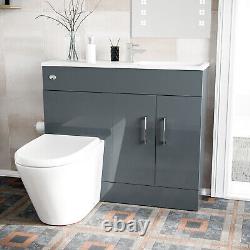 1000mm Dark Grey Vanity Cabinet Basin Unit and Back To Wall Toilet James