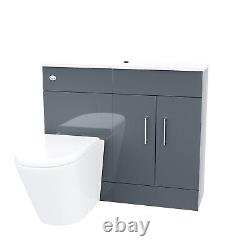 1000mm Dark Grey Vanity Cabinet Basin Unit and Back To Wall Toilet James