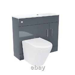 1000mm Dark Grey Vanity Cabinet Basin Unit and Back To Wall Toilet James