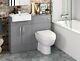 1000mm Grey Square Slim Gloss Combined Vanity Unit Back To Wall Toilet Wc