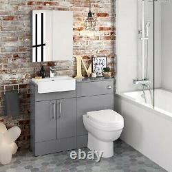 1000mm Grey Square Slim Gloss Combined Vanity Unit back to wall toilet wc