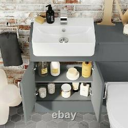 1000mm Grey Square Slim Gloss Combined Vanity Unit back to wall toilet wc