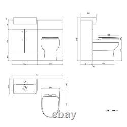 1000mm Grey Square Slim Gloss Combined Vanity Unit back to wall toilet wc