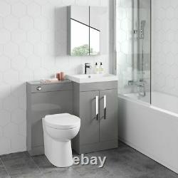 1000mm Pebble Grey Square High Gloss Combined Vanity Unit back to wall toilet wc