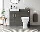 1000mm Slimline Square Charcoal Elm Combined Vanity Unit Back To Wall Toilet Wc