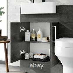 1000mm Slimline Square Charcoal Elm Combined Vanity Unit back to wall toilet wc
