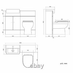1000mm Slimline Square High Gloss Combined Vanity Unit back to wall toilet wc
