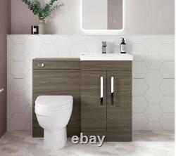 1000mm Square Avola Grey Combined Vanity Unit L shaped back to wall toilet wc