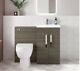1000mm Square Avola Grey Combined Vanity Unit L Shaped Back To Wall Toilet Wc