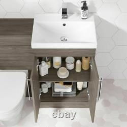 1000mm Square Avola Grey Combined Vanity Unit L shaped back to wall toilet wc