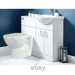 1000mm Toilet Bathroom Vanity Unit Combined Basin Sink Furniture Gloss White Set