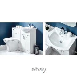 1000mm Toilet Bathroom Vanity Unit Combined Basin Sink Furniture Gloss White Set