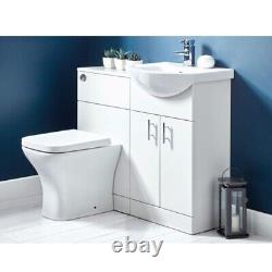 1000mm Toilet Bathroom Vanity Unit Combined Basin Sink Furniture Gloss White Set