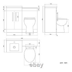 1000mm White Square High Gloss Combined Vanity Unit back to wall toilet wc