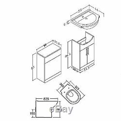 1050 Back To Wall Bathroom Vanity 550 Ceramic Basin Unit & Toilet Pan White