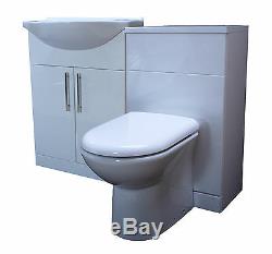 1050 Back To Wall Bathroom Vanity 550 Ceramic Basin Unit & Toilet Pan White