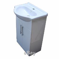 1050 Back To Wall Bathroom Vanity 550 Ceramic Basin Unit & Toilet Pan White