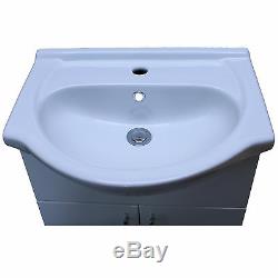 1050 Back To Wall Bathroom Vanity 550 Ceramic Basin Unit & Toilet Pan White