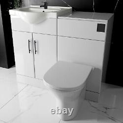 1050mm Bathroom Vanity Basin Back to Wall Unit Toilet Black Flush Plate & Tap