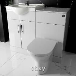 1050mm Bathroom Vanity Basin Back to Wall Unit Toilet Black Flush Plate Tap Set