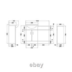 1050mm Bathroom Vanity Basin Back to Wall Unit Toilet Chrome Flush Plate Tap Set