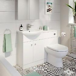 1050mm Modern Bathroom Toilet Basin Sink Vanity Unit 1TH Furniture Matte White