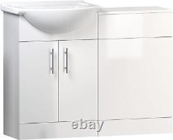 1050mm Toilet and Bathroom Vanity Unit Combined Basin Sink White ASSEMBLED