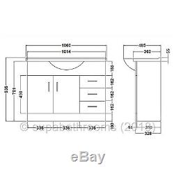 1050mm Vanity Unit Basin Sink Back to Wall Laura Toilet Bathroom Furniture Suite