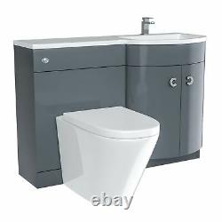 1100 mm Grey Right Handed Vanity Unit and Back To Wall WC Toilet