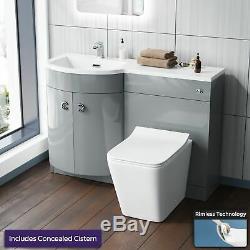 1100 mm Light Grey Vanity Unit and WC Back To Wall Toilet Storage Suite Dene
