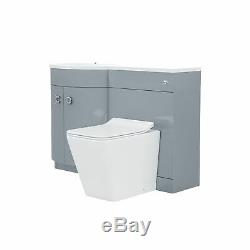 1100 mm Light Grey Vanity Unit and WC Back To Wall Toilet Storage Suite Dene