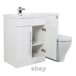 1100mm Combination Vanity & Toilet Unit with Back to Wall Pan & Seat White
