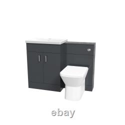 1100mm Freestanding Dark Grey Basin Vanity Unit & Back To Wall Toilet