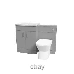 1100mm Freestanding Grey Basin Vanity Unit & Back To Wall Toilet