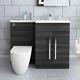 1100mm Grey Bathroom Vanity Unit Basin Sink Back To Wall Toilet Furniture Suite