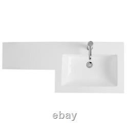 1100mm Grey Bathroom Vanity Unit Basin Sink Back to Wall Toilet Furniture Suite