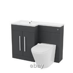 1100mm LH Dark Matte Grey Basin Vanity WC Unit & Back To Wall Toilet
