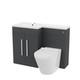1100mm Lh Dark Matte Grey Basin Vanity Wc Unit & Back To Wall Toilet