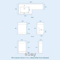 1100mm Left Flat Pack Vanity Basin, WC Unit & Back To Wall Toilet Light Grey