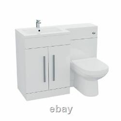1100mm Left Hand Basin White Vanity Cabinet and WC Back To Wall Toilet Aron
