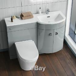 1100mm Light Grey Basin Vanity Unit and Back To Wall Toilet WC Unit Debra