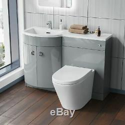 1100mm Light Grey Vanity Unit and WC Back To Wall Toilet Storage Suite Graham