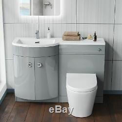 1100mm Light Grey Vanity Unit and WC Back To Wall Toilet Storage Suite Graham