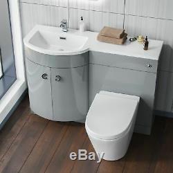 1100mm Light Grey Vanity Unit and WC Back To Wall Toilet Storage Suite Graham