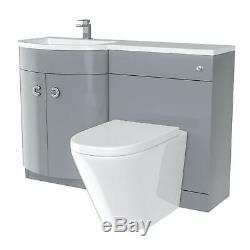 1100mm Light Grey Vanity Unit and WC Back To Wall Toilet Storage Suite Graham