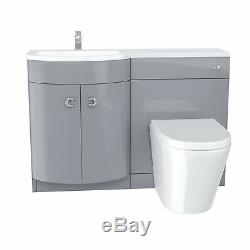 1100mm Light Grey Vanity Unit and WC Back To Wall Toilet Storage Suite Graham