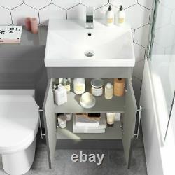 1100mm Pebble Grey Square High Gloss Combined Vanity Unit back to wall toilet wc